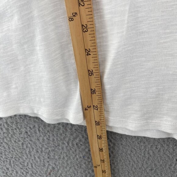 J Jill Top Womens Large White Slub Knit Pima Center Pleat Tunic Collar Pullover - Picture 9 of 10